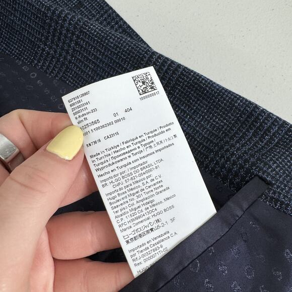 BOSS Blazer Mens 36R Blue Plaid Wool Blend Hutson Slim Fit Sport Coat Jacket - Picture 13 of 15